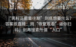 “黑料正能量往期”到底想要什么？答案很直接：用“恢复观看”逼你扫码；别再搜索所谓“入口”