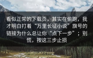 看似正常的下载页，其实在偷跑，我才明白打着“万里长征小说”旗号的链接为什么总让你“点下一步”；别慌，按这三步止损