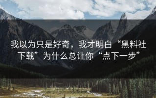 我以为只是好奇，我才明白“黑料社下载”为什么总让你“点下一步”