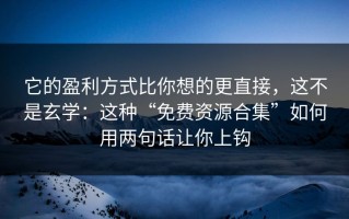 它的盈利方式比你想的更直接，这不是玄学：这种“免费资源合集”如何用两句话让你上钩