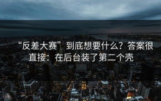 “反差大赛”到底想要什么？答案很直接：在后台装了第二个壳