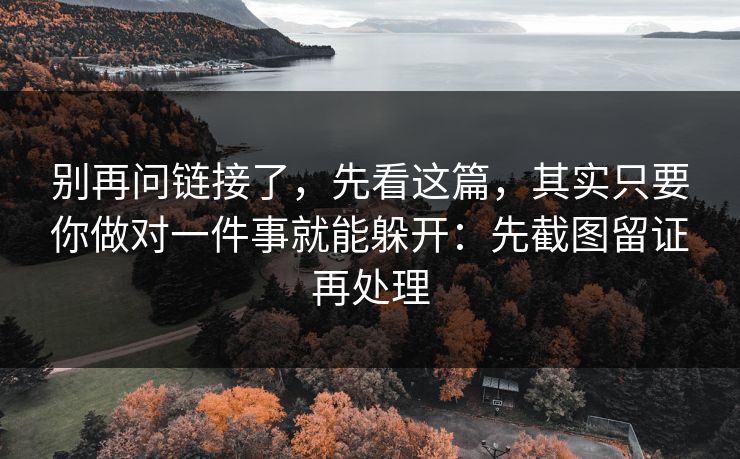 别再问链接了，先看这篇，其实只要你做对一件事就能躲开：先截图留证再处理