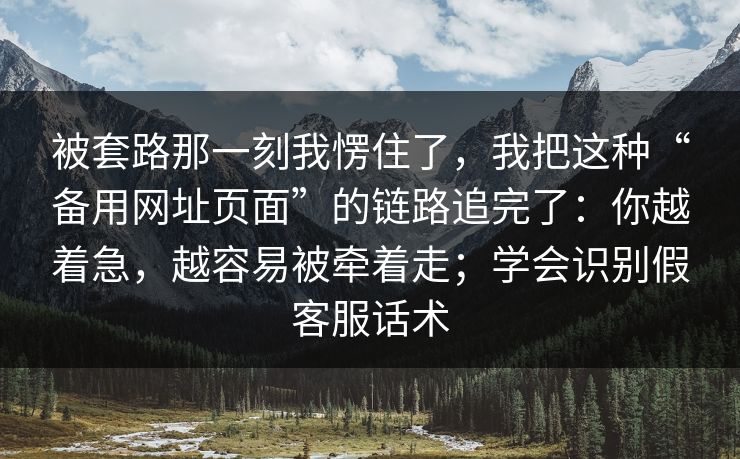 被套路那一刻我愣住了，我把这种“备用网址页面”的链路追完了：你越着急，越容易被牵着走；学会识别假客服话术