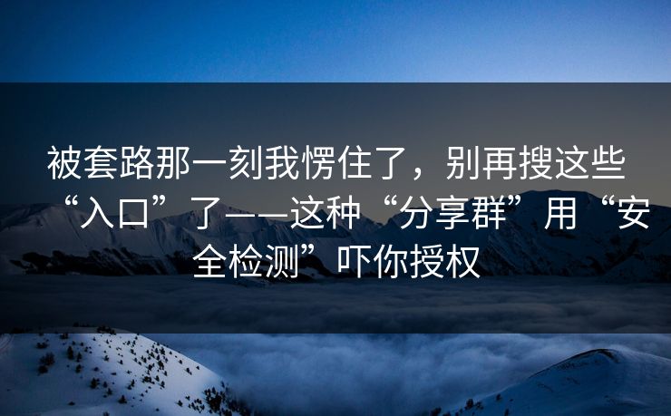 被套路那一刻我愣住了，别再搜这些“入口”了——这种“分享群”用“安全检测”吓你授权