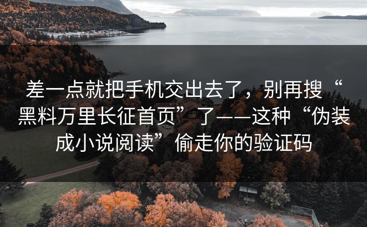 差一点就把手机交出去了，别再搜“黑料万里长征首页”了——这种“伪装成小说阅读”偷走你的验证码