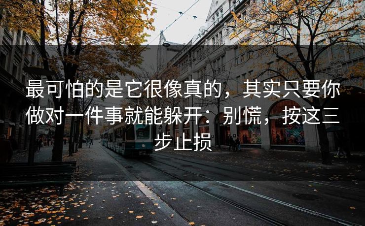 最可怕的是它很像真的，其实只要你做对一件事就能躲开：别慌，按这三步止损