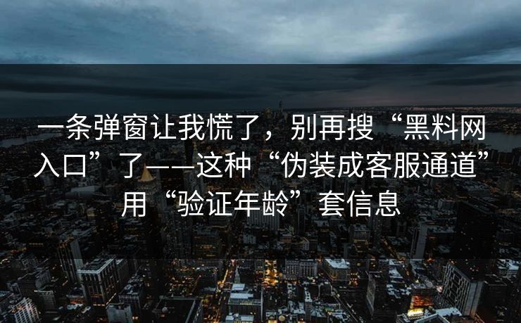 一条弹窗让我慌了,别再搜“黑料网入口”了——这种“伪装成客服通道”用“验证年龄”套信息 一条弹窗让我慌了,别再搜“黑料网入口”了——这种“伪装成客服通道”用“验证年龄”套信息