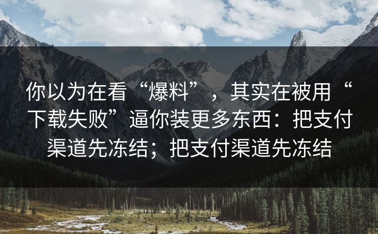 你以为在看“爆料”，其实在被用“下载失败”逼你装更多东西：把支付渠道先冻结；把支付渠道先冻结