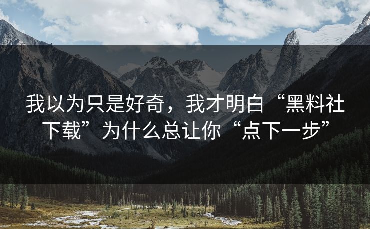 我以为只是好奇，我才明白“黑料社下载”为什么总让你“点下一步”