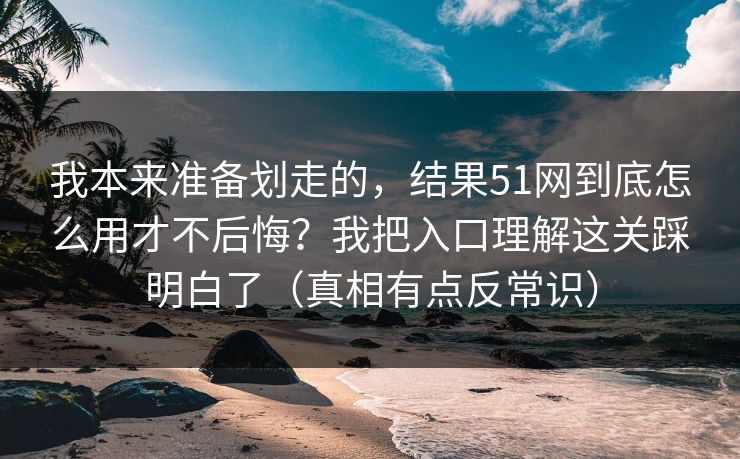 我本来准备划走的，结果51网到底怎么用才不后悔？我把入口理解这关踩明白了（真相有点反常识）